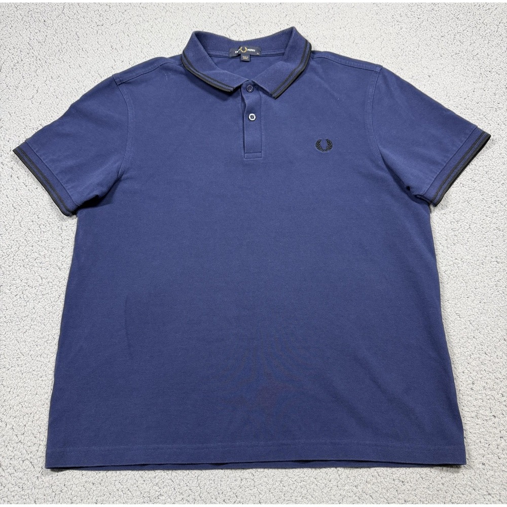 Fred Perry Polo Shirt Mens XL Blue Twin Tipped Collar M3600 Cotton Pique Casual